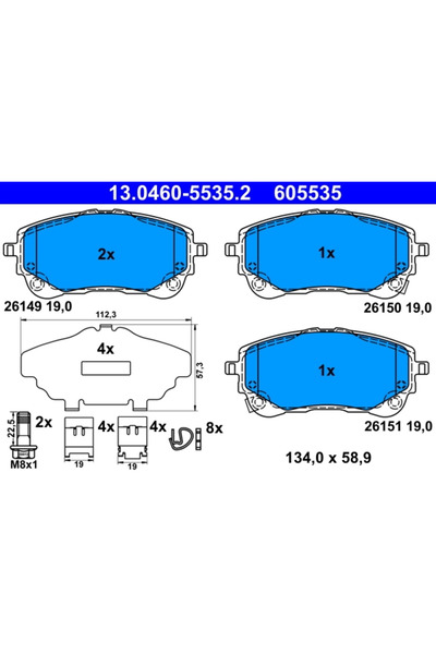 Ate Set Placute Frana Frana Disc Toyota Corolla/Yaris Cross
