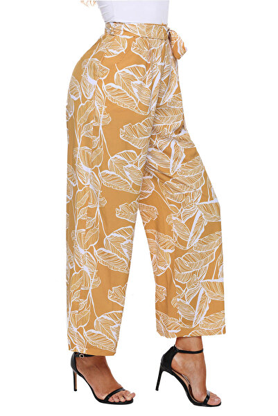 WildFashion Elegant high-waisted pants with leaf print CL784-991