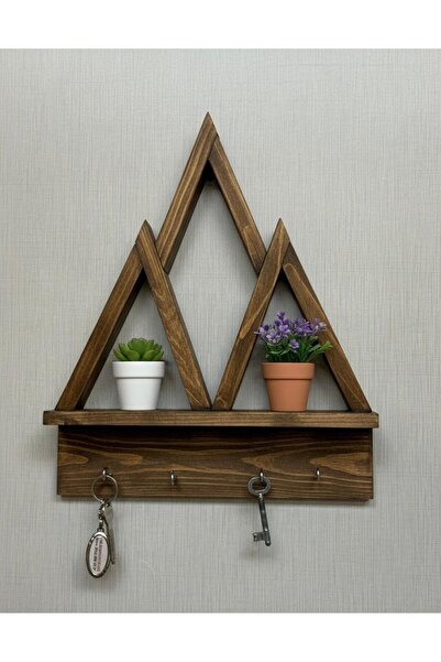 BY AHŞAP DEKOR Ahşap Dağ Tasarımlı Anahtarlık Raf