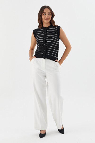 Shopping Shop Striped Knitwear Vest Blouse Black