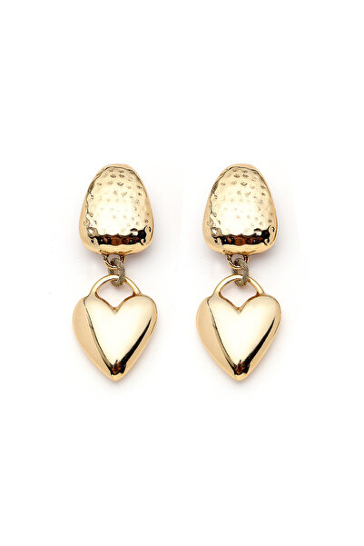 Mon Reve Golden Bold Kalp Charm Klipsli Küpe