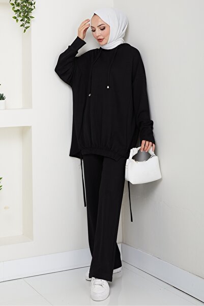 Bestenur Aris Tunic Pants Double Set 1611 - Black