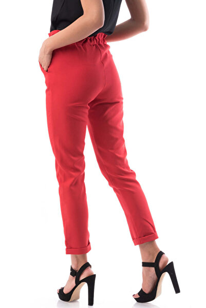 WildFashion Casual high-waisted pants decorated with drawstring E756-3