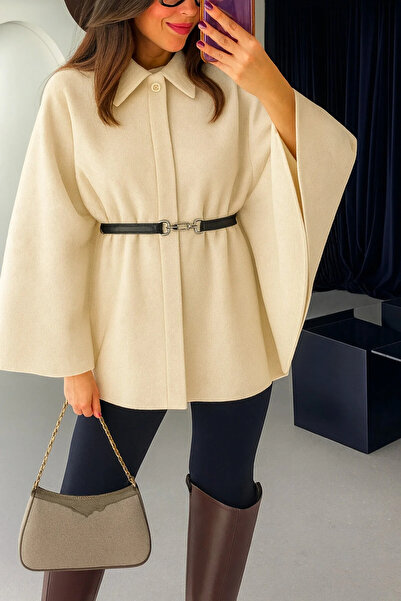 beeke Kless Belt Detailed Comfortable Fit Cashmere Poncho 2025