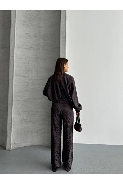ZF BUTİK Σετ παντελόνι με σατέν λεοπάρ