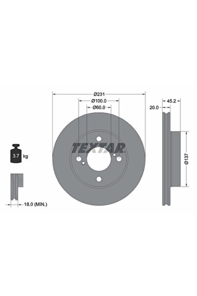 TEXTAR Спирачен диск за Suzuki Ignis 3