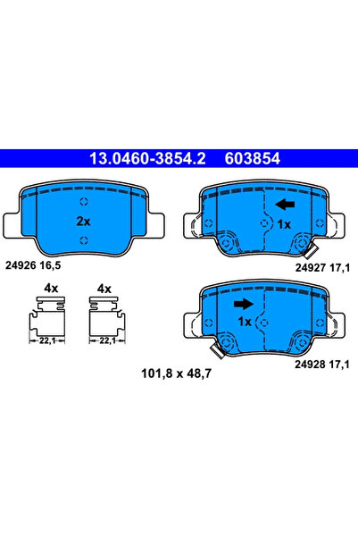 Ate Комплект спирачни накладки за дискови спирачки Toyota Verso