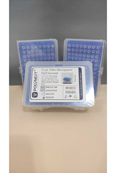 POLYNEYT Filtreli Mikropipet Ucu - 10 μL - Şeffaf - (1 kutu 96 adet) - E.O. S...