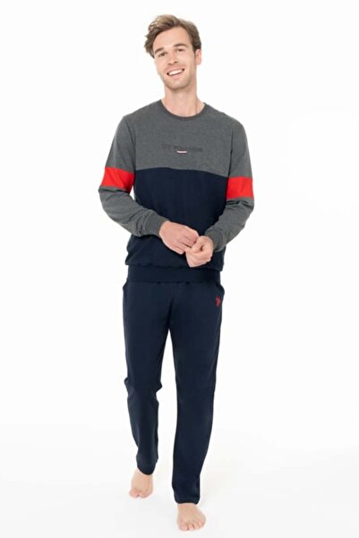 U.S. Polo Assn. Men's Crew Neck Long Sleeve Pajama Set S26930 with Pocket