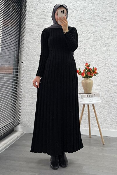 MELEK ARAZ Volan Cut Ribbed Knit Dress - Black