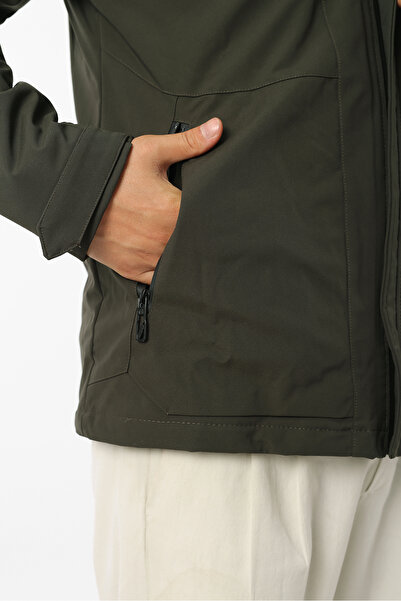 Rodrigo Men's Fur-Lined Windproof Softgel Fabric Hooded Zippered Coat