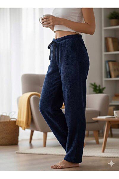 FAMES PİJAMA KADIN LACİVERT POLAR PİJAMA ALTI