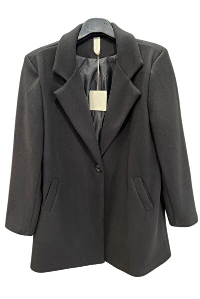 OEM Elegant women's black coat with buttons