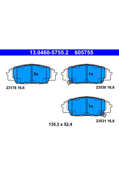 Ate Комплект накладки за дискови спирачки Honda Civic 7/Civic 8/S2000