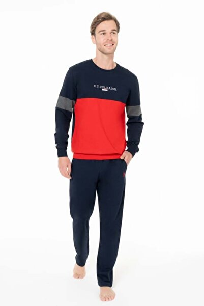 U.S. Polo Assn. Men's Crew Neck Long Sleeve Pajama Set S26930 with Pocket
