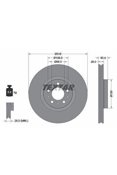 TEXTAR Disc Frana Volvo S60 1/XC90 1 Volvo Asia Xc Classic