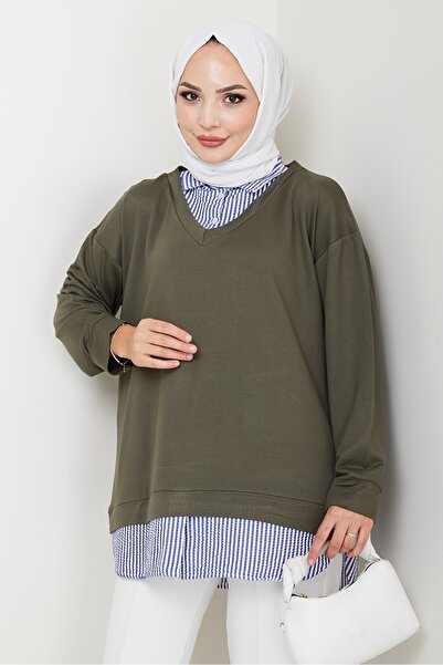 Bestenur Shirt Collar Tunic 1612 - Khaki