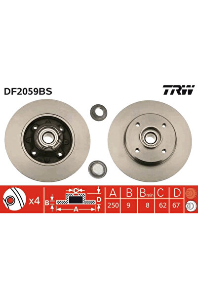 TRW Brake Disc Set Citroen C3 2/C3 Picasso/C4 1 Peugeot 207/208 1/307 2000-2021