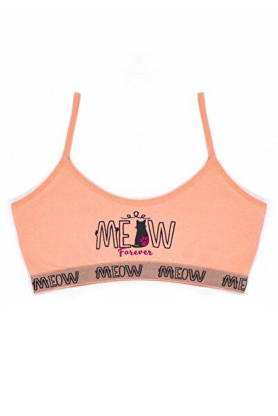 Öts Σορτς μπουστάκι για κορίτσια ελαστικό ύφασμα Salmon Meow (96% βαμβάκι - 4% ελαστάνη)