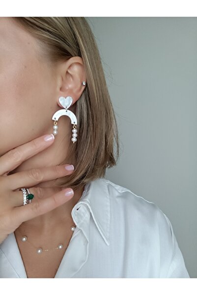 La fee aksesuar أقراط نسائية بيضاء أقراط من اللؤلؤ الحقيقي