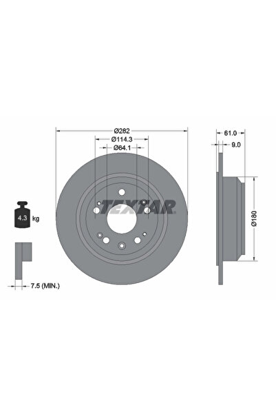 TEXTAR Disc Frana Honda Accord 7 Tourer/Odyssey/Shuttle Honda (Gac) Odyssey