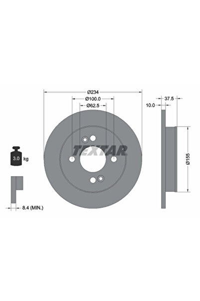TEXTAR Set Discuri Frana Dodge 1 10 Hyundai I10 1/I10 2 Limuzina 2004-2019
