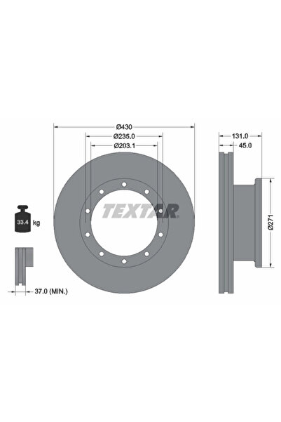 TEXTAR Дискови спирачки Man Lion's City Neoplan Cityliner/Jetliner/Skyliner