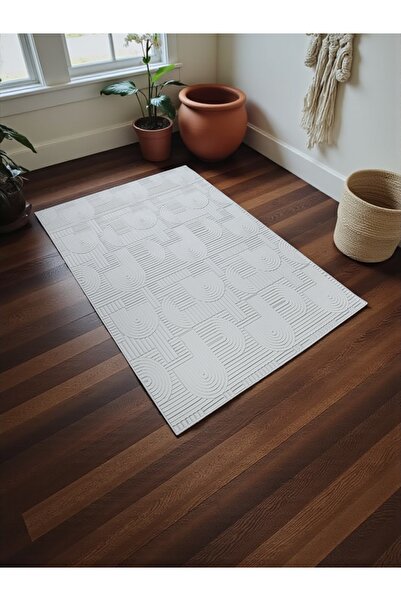 df home Welsoft İskandinav Dokuma Bukleli Premium Krem Puffy Peluş Yolluk Kor...