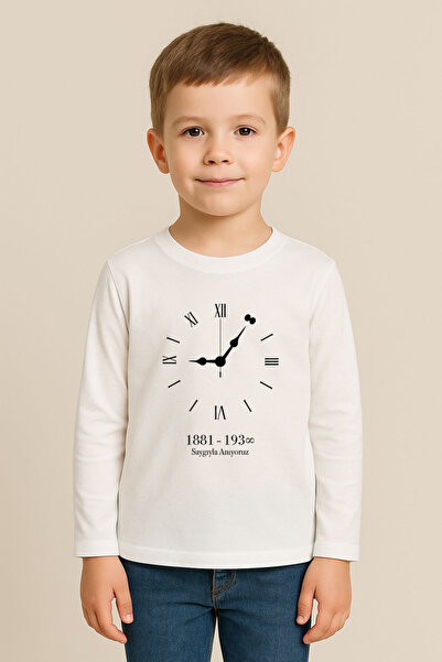 MODA 10 Νοεμβρίου Ατατούρκ με τύπωμα Παιδική μπλούζα από χτενισμένο βαμβακερό...