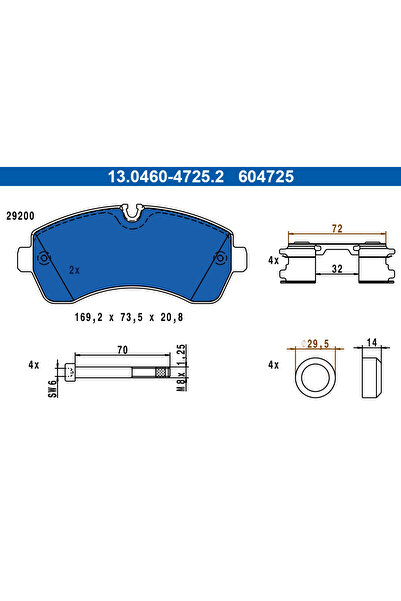 Ate Комплект спирачни накладки за дискови спирачки Mercedes-Benz Sprinter 4.6...