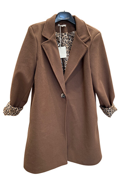 OEM Women's brown animal print coat, M/L