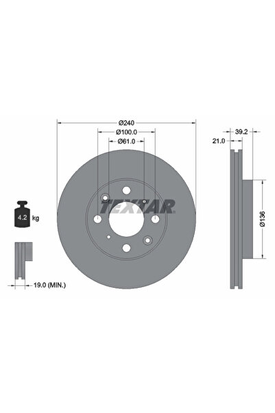 TEXTAR Дискови спирачки Everus S1 Honda Capa/City 4 Limousine/Jazz 2