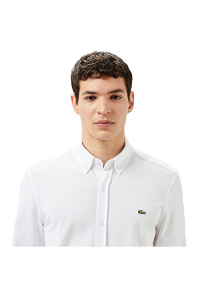 Lacoste Men's Slim Fit Button-Down Collar White Shirt Ch0453.001