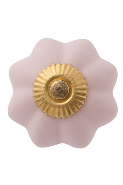 Clayre & Eef Set 2 butoni mobilier ceramica roz metal auriu Ø 4x3 cm