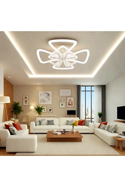 LED CONCEPT Lustra LED smart cu telecomanda si trei tipuri de lumina plus RGB, 95W, dimabila, 68x68x15cm