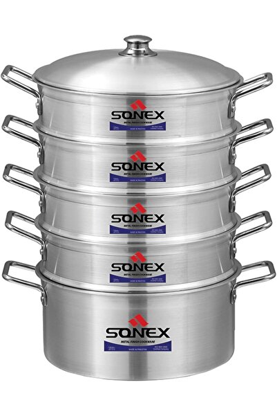 SONEX Galaxy 5-Layer Steamer – 32 cm Diameter ,Ideal for Healthy Cooking, (Silver, 5 Layer)