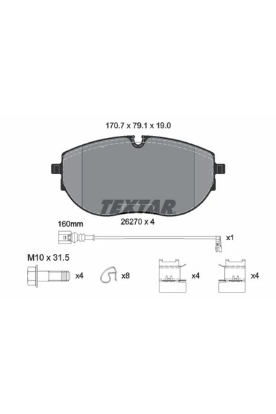 TEXTAR Set plăcuțe frana frana disc Vw California T6 Camper/Multivan T6/Trans...