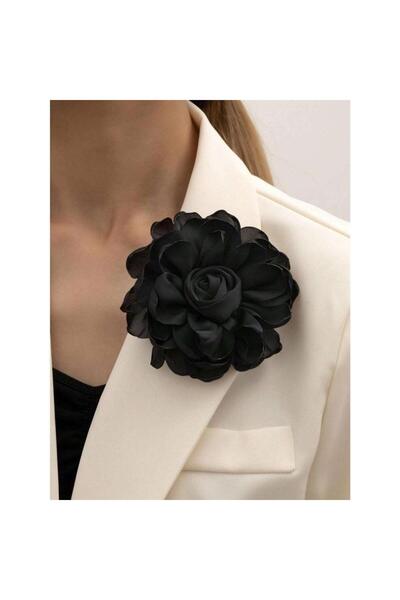 Pursehuit Καρφίτσα με λουλούδι σε oversized , μαύρη, Beatrix C12