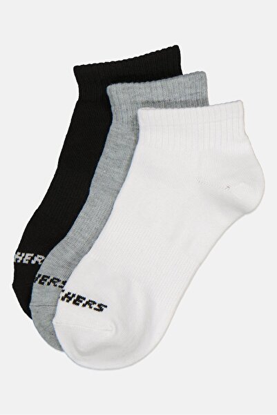 SKECHERS جوارب نسائية للكاحل بشعار العلامة التجارية، 3 أزواج، متعددة الألوان