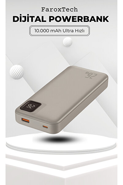 FaroxTech PowerBank 10.000 mAh | PD 22.5W Süper Hızlı Şarj | Dijital