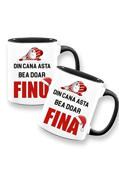 OEM Set 2 cani personalizate cu mesaj: 'Din cana asta bea doar Finu/Fina', Mo...