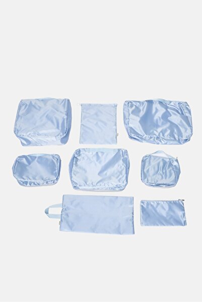 Luxe + Willow 8 Pieces Complete Travel Packing Set, Dusty Blue