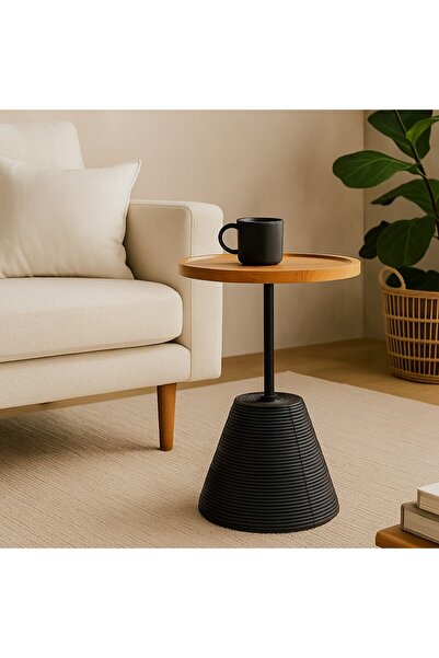 Vi Markets Wooden serving table with ceramic bases