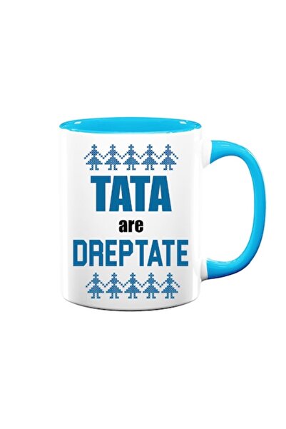 OEM Cană personalizată cu mesajul „Tata are dreptate”, Betaprint, motive tradiționale, alb cu interior albastru