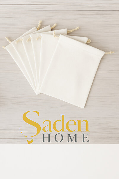 SADEN HOME 5 ADET AĞZI BÜZGÜLÜ KIRMIZI HAM BEZ KESE -TORBA-ORGANİZER-DÜZENLEY...