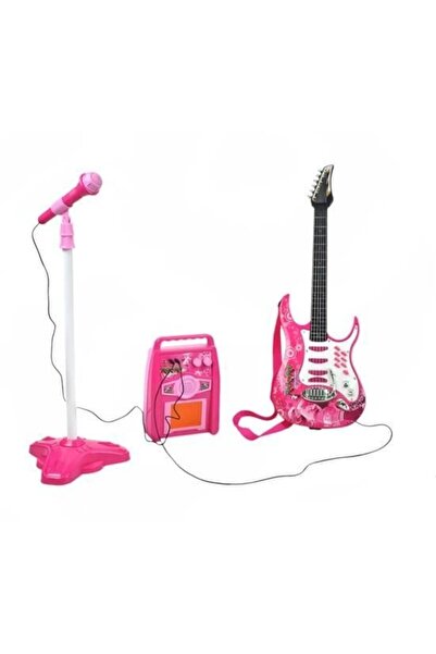 Selgot Chitară electrică cu amplificator și microfon pentru copii, roz