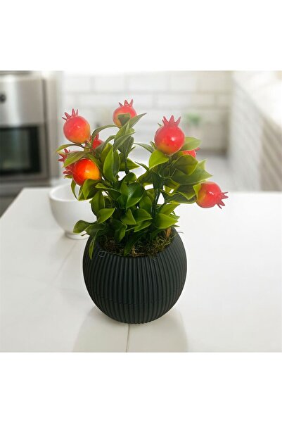 Trend KenT شجرة زهور اصطناعية مزينة بالطحالب الحجرية في وعاء متوسط الحجم بلون...