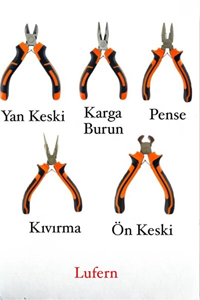 Genel Markalar Mini Takı Bijuteri Seti Dayanıklı Kesme Kıvırma Pense Yan Keski Karga Burun Hobi Alet Takımı 5'li