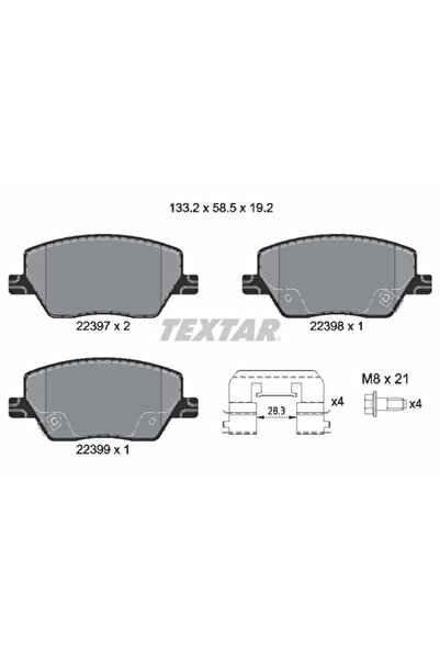 TEXTAR Комплект спирачни накладки за дискови спирачки Dodge Neon Fiat Tipo