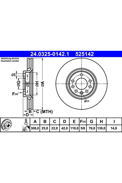 Ate Disc Frana Opel Astra G/Astra H/Corsa D Saab 9-5